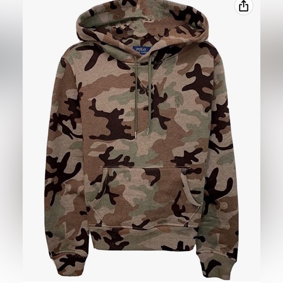NWT POLO RALPH LAUREN Women's Camo Fleece Hoodie Pullover brown/green size  XL